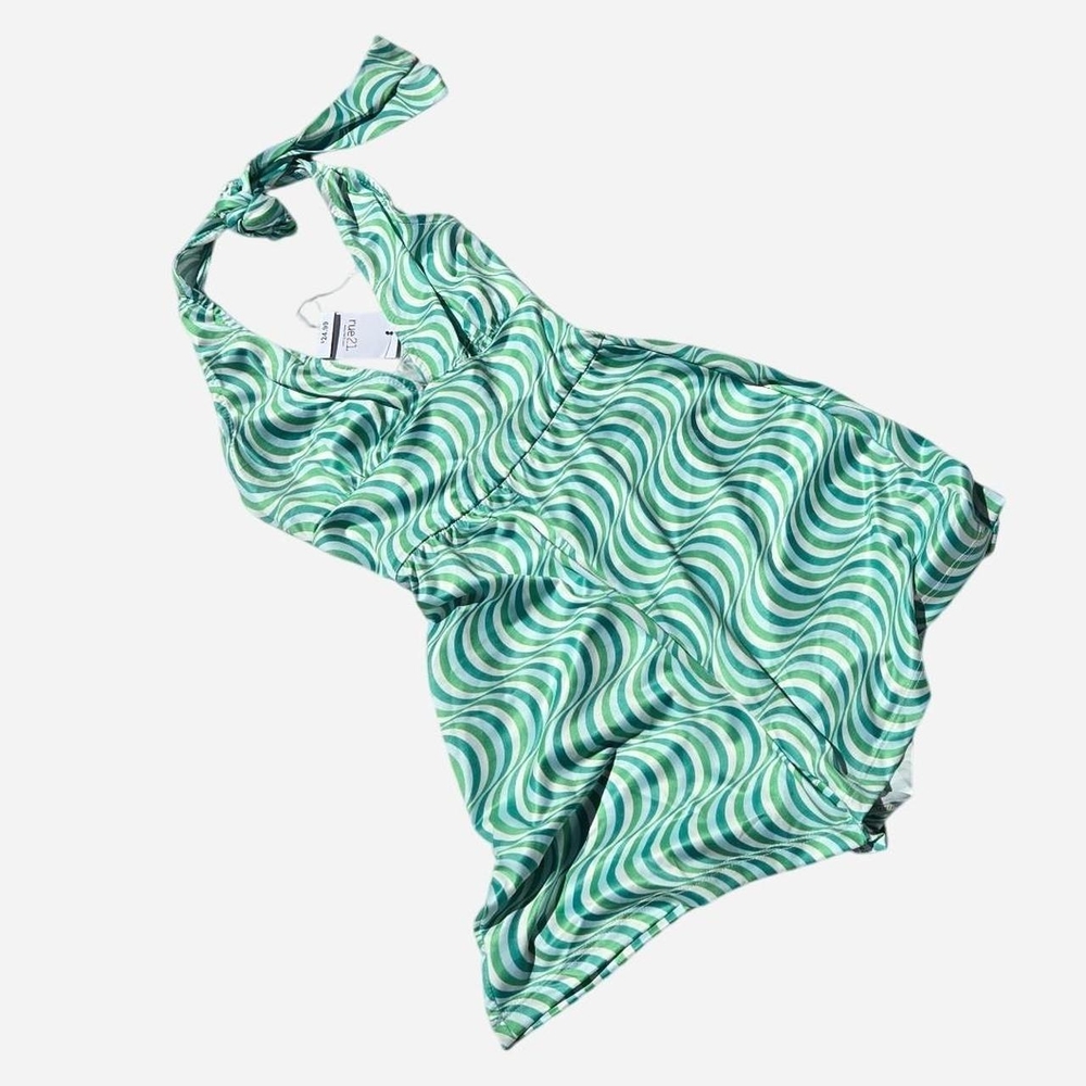Green Swirl Halter Romper - Picture 2 of 3